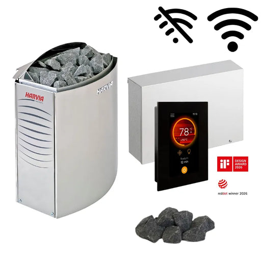 Harvia Vega Elektro Saunaofen Komplettset mit Fenix Bedienfeld, Saunasteine und WLAN-Steuerung