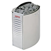 Produktfoto des Harvia Vega E Saunaofens in Edelstahl – stilvolles Design mit großer Steinaufnahmekammer