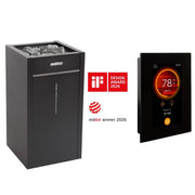 AWT E1101C Hemlock Sauna 180x180 – Harvia Virta Combi Bio-Saunaofen mit Verdampfer und Harvia Fenix Touch-Steuerung
