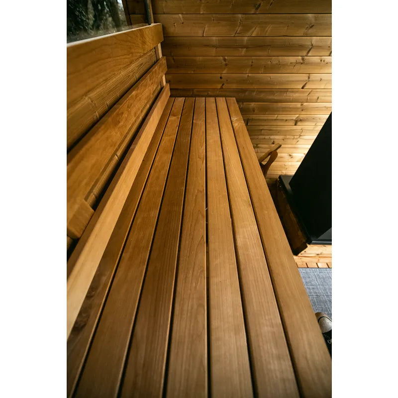 Hekla Cube 160/210/250 Sauna Innenausstattung mit Holzbänken und Wand