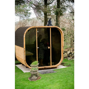 Hekla Cube 160/210/250 Gartensauna mit Holzverkleidung im Garten, moderne kubische Saunaform für 2/4/6 Personen