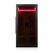 Hekla IR 100 Infrarotsauna 100x120 für 1 Person mit roter Infrarotbeleuchtung und schwarzem Rahmen