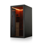 Hekla IR 100 Infrarotsauna 100x120 für 1 Person mit schwarzem Rahmen und infraroter Wärmestrahlung