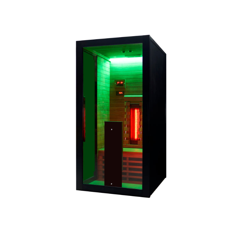 Hekla IR 100 Infrarotsauna mit grüner LED-Farbtherapie und rotem Infrarotstrahler – Designsauna für 1 Person