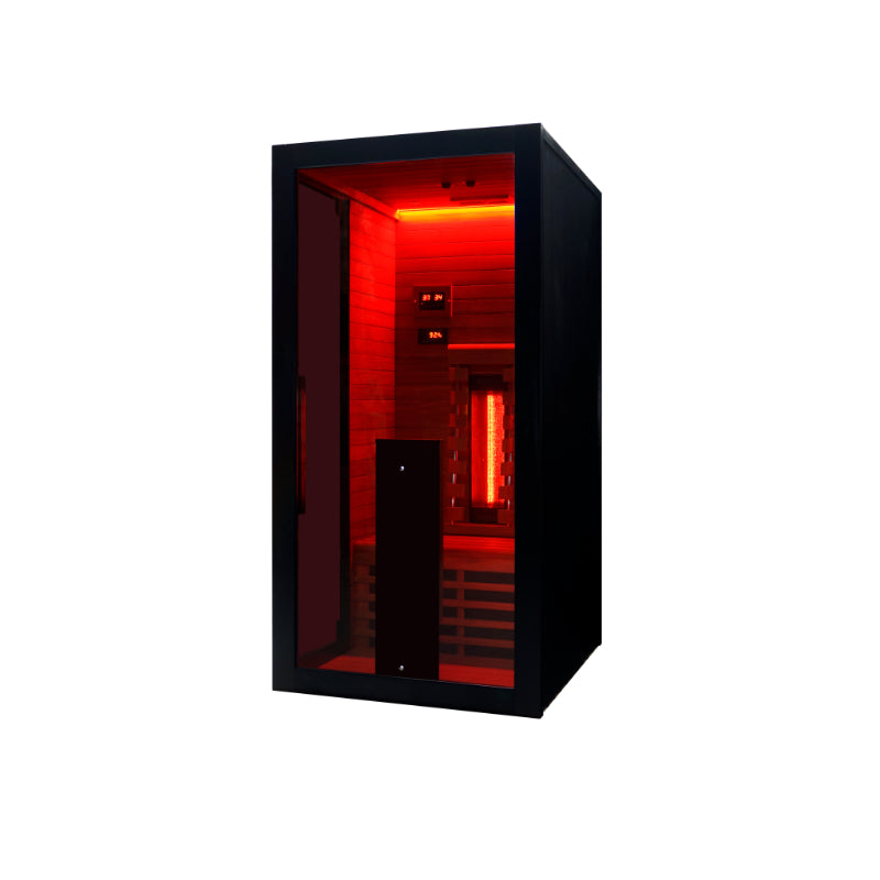 Hekla IR 100 Infrarotsauna mit roter LED-Chromotherapie und Infrarotstrahler – Wellnesskabine für 1 Person im modernen Design
