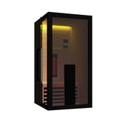 Hekla IR 100 Infrarotsauna für 1 Person in schwarzem Design mit Glasfront und LED-Innenbeleuchtung