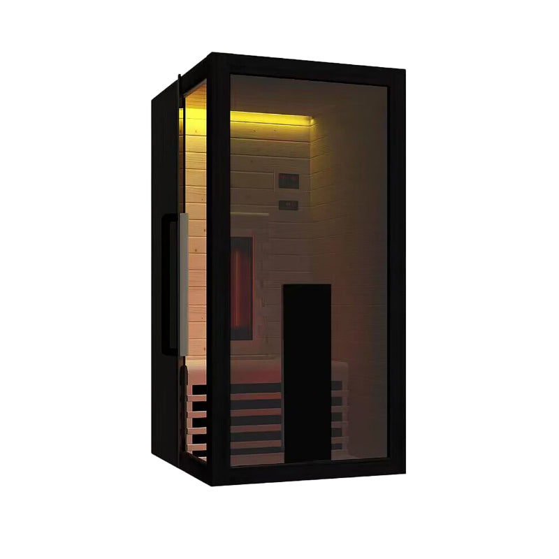 Hekla IR 100 Infrarotsauna für 1 Person in schwarzem Design mit Glasfront und LED-Innenbeleuchtung