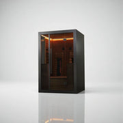 Hekla IR 130 Infrarotsauna 130x120 für 2 Personen mit schwarzem Rahmen und getönten Glastüren