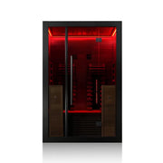 Hekla IR 130 Infrarotsauna 130x120 für 2 Personen mit roter Infrarotheizung und Glastür