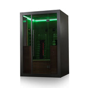 Hekla IR 130 Infrarotsauna 130x120 für 2 Personen mit grüner LED-Beleuchtung und schwarzem Rahmen