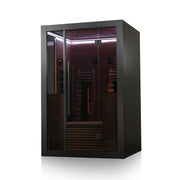 Hekla IR 130 Infrarotsauna 130x120 für 2 Personen mit schwarzem Rahmen und Glastüren
