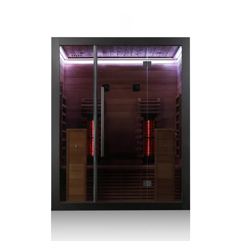 Hekla IR 160 Infrarotsauna 160x120 für 2 Personen mit Glastür, Holzinnenraum und LED-Beleuchtung