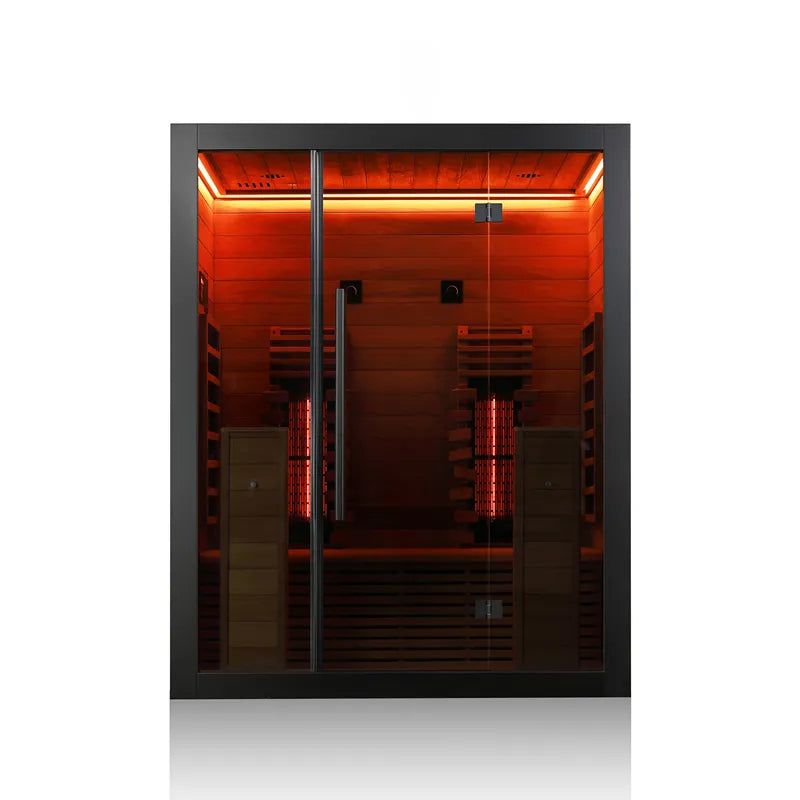 Hekla IR 160 Infrarotsauna 160x120 für 2 Personen mit rotem Infrarotlicht und Glastür