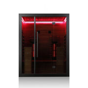 Hekla IR 160 Infrarotsauna 160x120 mit roter LED-Beleuchtung und Glastür für 2 Personen