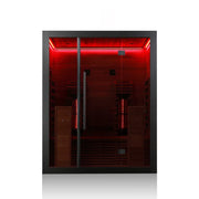 Hekla IR 160 Infrarotsauna 160x120 für 2 Personen mit roter Beleuchtung und Glastür