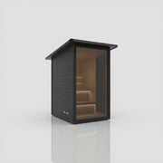 Hekla Mini-Sauna-Kabine Gartensauna für 2-4 Personen mit schwarzem Außengehäuse und Holzinnenausstattung