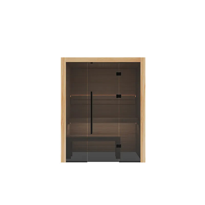 Hekla Traditional 160 Innensauna 160x120 für 2 Personen mit Glastür und Holzrahmen