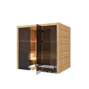 Hekla Traditional 210 Innensauna aus Holz mit schwarzen Glastüren, 210x160cm für 4 Personen