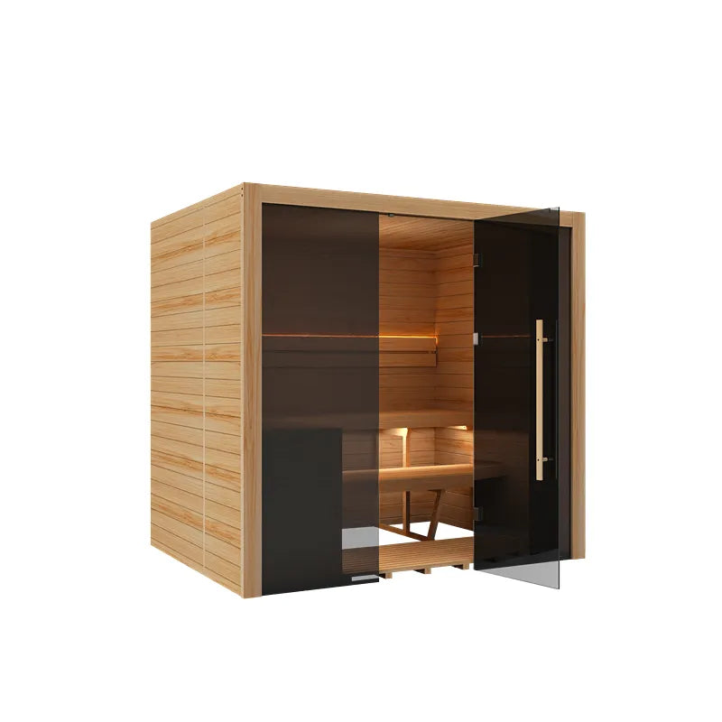 Hekla Traditional 210 Innensauna 210x160 für 4 Personen mit Holzverkleidung und Glastür