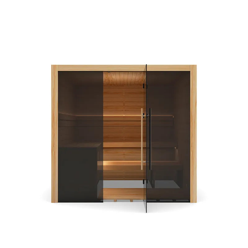 Hekla Traditional 210X Innensauna mit Glastür, Holzinnenraum für 5 Personen, 210x200 cm