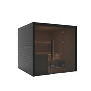 Hekla Traditional 210X Innensauna 210x200 für 5 Personen mit schwarzem Rahmen und Glastür