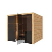 Hekla Traditional 220 Innensauna aus Holz mit schwarzer Glastür, 220x210 cm für 6 Personen