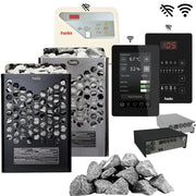 Helo Hanko D Saunaofen Komplettset mit 6–8 kW Elektrofen, digitaler Steuerung, Saunasteinen und WLAN-Kontrollgeräten