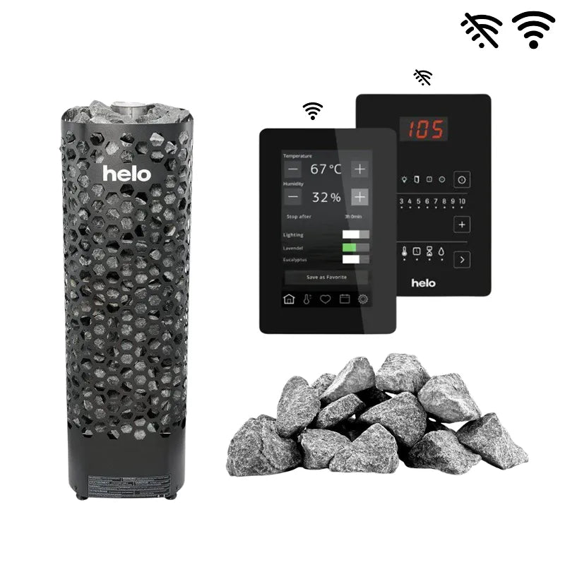 Helo Himalaya Saunaofen Komplettset mit digitaler Steuerung, Wassertank und Saunasteine
