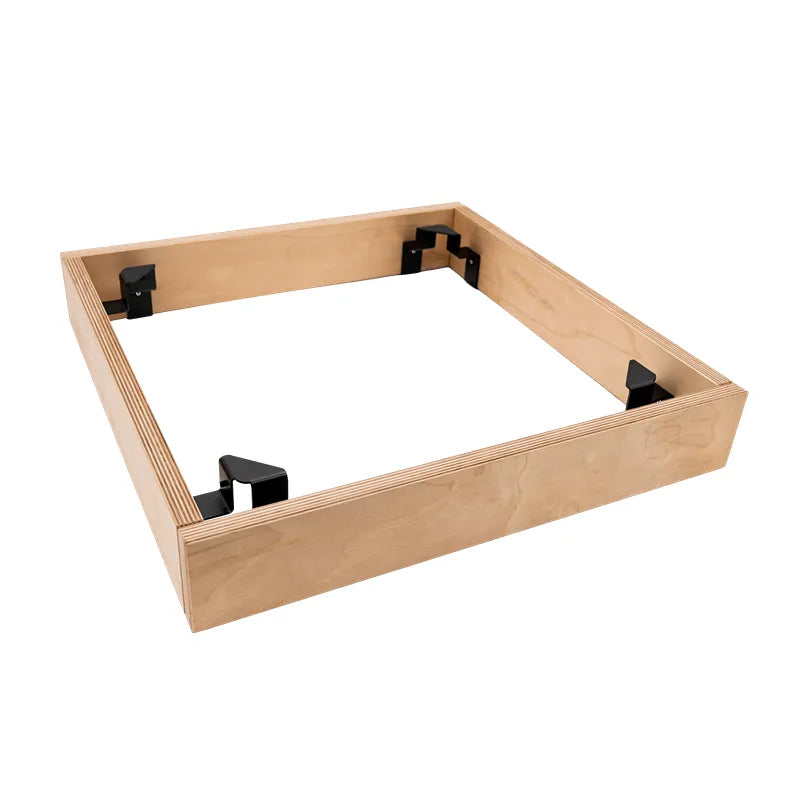 Huum Core Black Saunaofen Standofen Holzrahmen mit schwarzen Befestigungselementen, Draufsicht