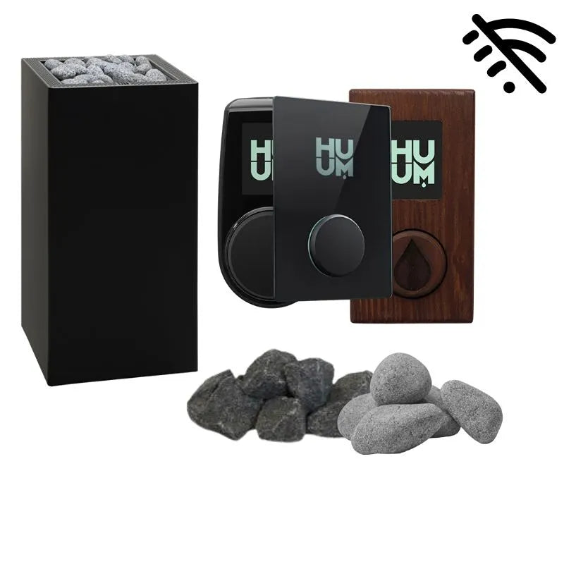 Huum Core Black Saunaofen 6/9/10.5 kW mit Steuerung und Saunasteinen