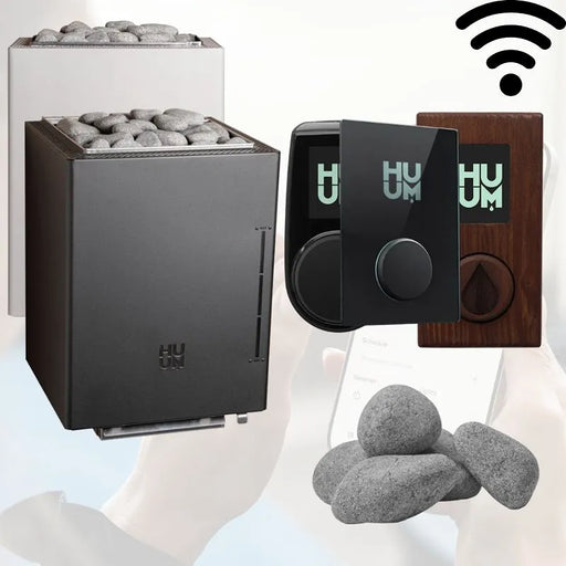 Huum Core Wall Combi Wandofen mit Saunasteinen, Touchdisplays in verschiedenen Ausführungen und Steinen
