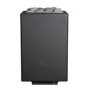 Huum Core Wall Mini Combi 3,6 kW Wandofen elektrischer Saunaofen mit Saunasteinen auf weißem Hintergrund