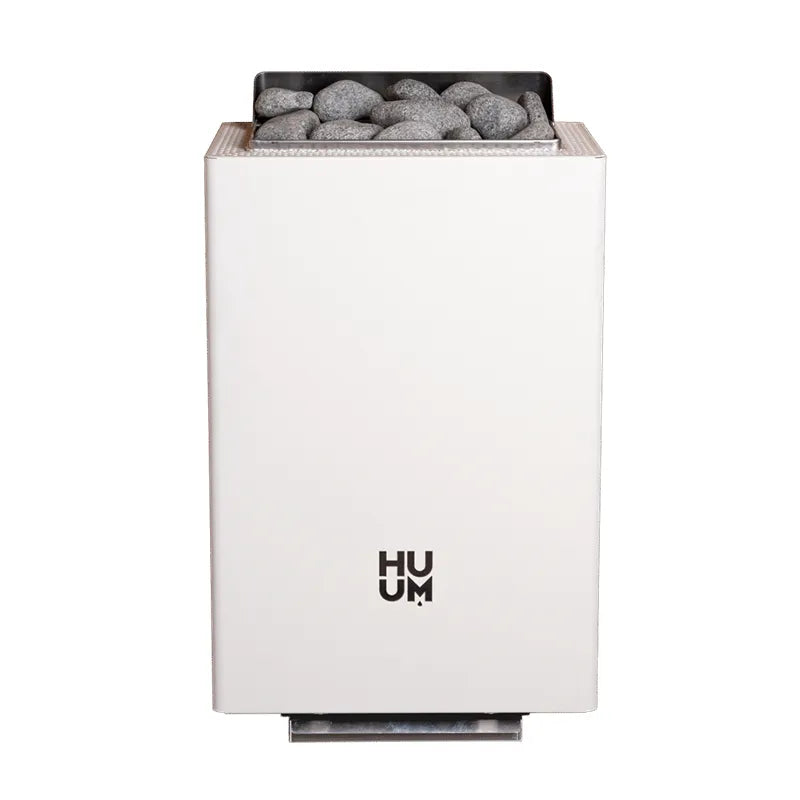 Huum Core Wall Mini elektrischer Saunaofen 3/3,6 kW Wandofen mit weißem Gehäuse und Saunasteinen