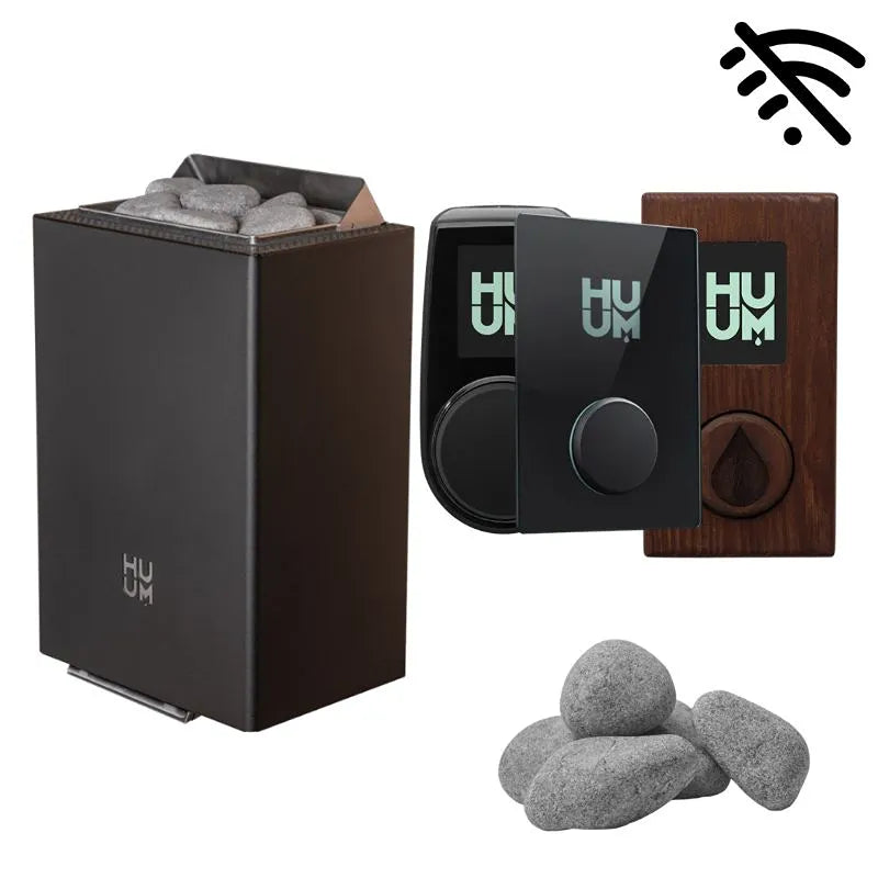 Huum Core Wall Mini elektrischer Saunaofen 3/3,6 kW Wandofen mit Steinen und Bedienungsgeräten