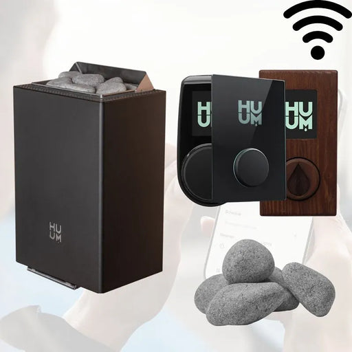 Huum Core Wall Mini elektrischer Saunaofen 3/3,6 kW Wandofen mit Steinen, Bedienfeld und WLAN-Funktion