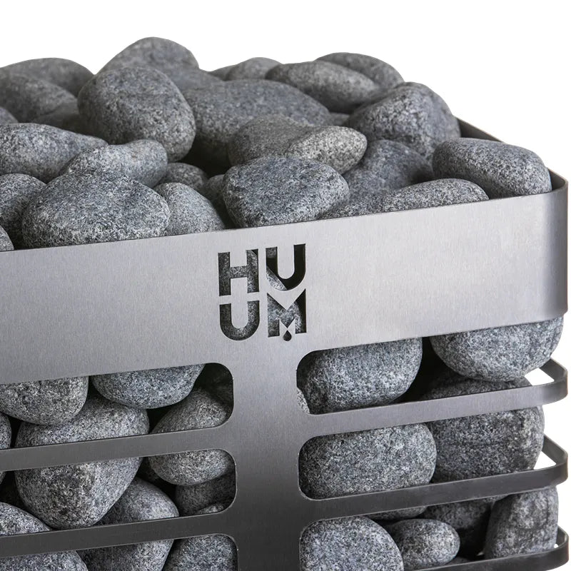HUUM Elektrischer Saunaofen STEEL Saunasteine Granit grau in Metallkorb