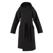 HUUM OVO Saunakimono – 100% OEKO-TEX Baumwolle in Schwarz mit Kapuze und Bindegürtel