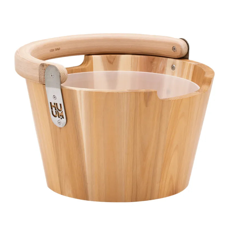 HUUM Kopfstütze aus Holz mit Holzgriff und Metallbeschlägen für die Sauna