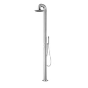 Edelstahl-Gartendusche JEE-O Fatline 02TH mit hochbogigem Auslauf, Regenduschkopf und seitlicher Handbrause