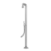 JEE-O soho 02 Gartendusche mit eleganter gebogener Hochauslauf und integriertem Handbrauseholder aus Edelstahl