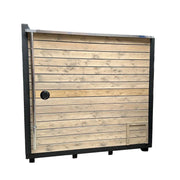 KOBA Cube Gartensauna moderne quadratische Form mit Holzverkleidung und schwarzem Rahmen
