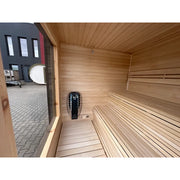 KOBA Cube Gartensauna - Moderne quadratische Form mit Holzinnenraum, Flächenheizer und Holzbänken