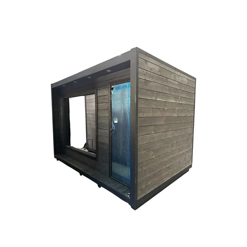 KOBA Cube Gartensauna - Moderne quadratische Form mit Holzverkleidung und Glastür
