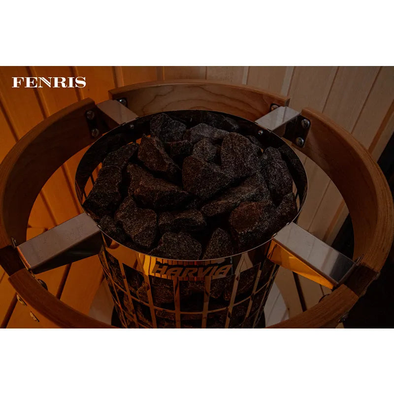 KOBA Fenris Gartensauna - Designsauna Saunaofen mit Steinen von oben