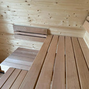 KOBA Iglu Gartensauna Innenraum mit Holzbänken und gewölbter Decke