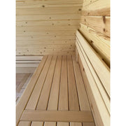 KOBA Iglu Gartensauna Innenraum mit Holzbänken und gewölbter Decke