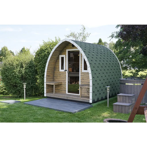 KOBA Iglu Gartensauna - Besondere Iglu-Form mit grünem Dach im Garten