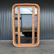 KOBA Lignotherm Mini Quadro DIY kleine Sauna mit Glastür und Holzrahmen, Außenansicht auf Betonboden