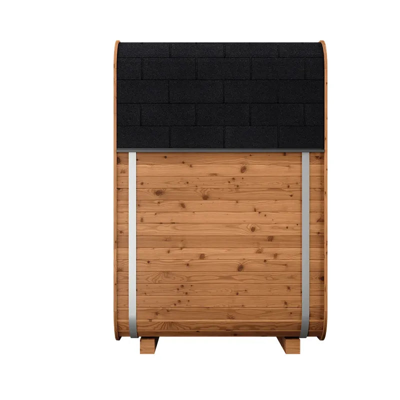 KOBA Lignotherm Mini Quadro DIY - Kleine Sauna mit Holzkonstruktion und schwarzem Dach, Frontansicht