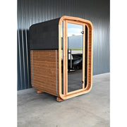 KOBA Lignotherm Mini Quadro DIY kleine Sauna mit Holzverkleidung, schwarzer Isolierung und großer Glastür